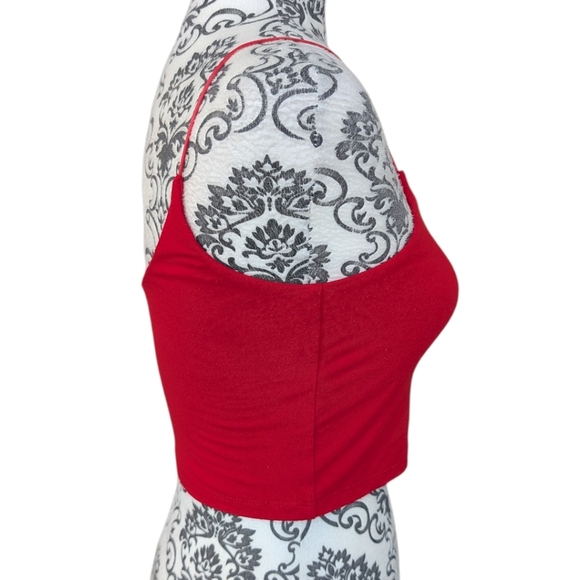 Aritzia Wilfred Free Tiny Tank Y2K Cropped Women Small Dainty Fairy Stretchy Red - Picture 4 of 7